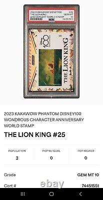 2023 Kakawow Disney 100e Anniversaire du Roi Lion Timbre Mondial PSA 10 GEM MT POP 5