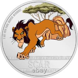 2024 Agoro Niue Disney Le Roi Lion 30e Anniversaire Scar 1 oz Pièce de Monnaie en Argent Proof