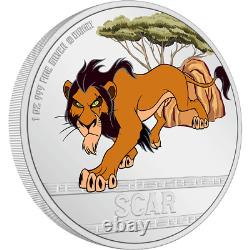 2024 Agoro Niue Disney Le Roi Lion 30e Anniversaire Scar 1 oz Pièce de Monnaie en Argent Proof