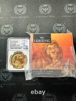 2024 Niue 1 oz Argent Preuve Disney Le Roi Lion NGC PF70 UC 1ère Édition Dorée