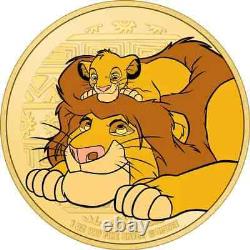 2024 Niue Disney Le Roi Lion Mufasa & Simba 1 once Pièce d'argent dorée 30e ANN