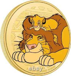 2024 Niue Disney Le Roi Lion Mufasa & Simba 1 once Pièce d'argent dorée 30e ANN