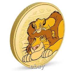 2024 Niue Disney Le Roi Lion Mufasa & Simba 1 once Pièce d'argent dorée 30e ANN