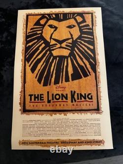 Affiche de la distribution originale de Broadway du Roi Lion 1997 VTG