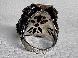 Bague en argent 925 lion agate Gümüs Yüzük Akik Aslanbas lion cornaline argent Roi