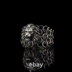 Bague pour hommes en argent sterling 925 avec tête de lion - Bague en argent pour hommes Lion King