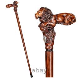 Bâton de marche en bois sculpté Lion King cadeau pour lui elle hommes femmes