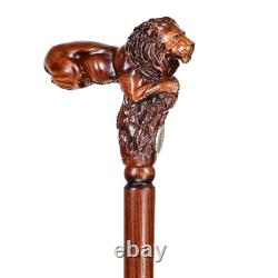 Bâton de marche en bois sculpté Lion King cadeau pour lui elle hommes femmes
