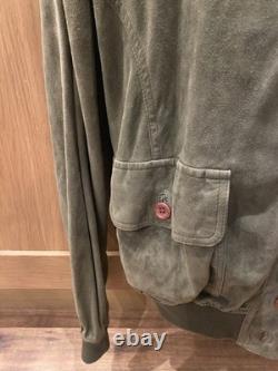 Bomber Iceberg vintage années 90 en daim vert brodé Disney Le Roi Lion, taille M 38