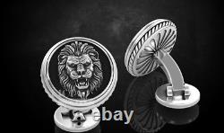 Boutons de manchette Animal Lion King en argent sterling 925 italien pour homme, accessoire de bijoux