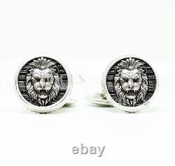 Boutons de manchette Animal Lion King en argent sterling 925 italien pour homme, accessoire de bijoux