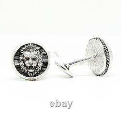 Boutons de manchette Animal Lion King en argent sterling 925 italien pour homme, accessoire de bijoux