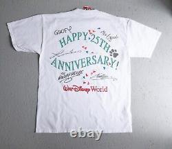 Château de gâteau Disney des années 90 T-shirt du 25e anniversaire avec Génie et Le Roi Lion Blanc Taille L.