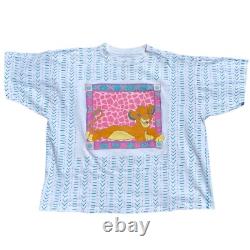 Chemise vintage des années 90 Disney Le Roi Lion Simba imprimé intégral pour adulte couture simple