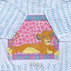 Chemise vintage des années 90 Disney Le Roi Lion Simba imprimé intégral pour adulte couture simple
