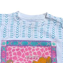 Chemise vintage des années 90 Disney Le Roi Lion Simba imprimé intégral pour adulte couture simple
