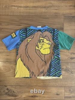 Chemise vintage des années 90 Le Roi Lion imprimé méga intégral Simba taille 3T expédition gratuite
