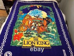 Couverture Vintage Disney Le Roi Lion des années 90 Violet Cast 59 x 76 Grande Scar Simba