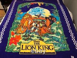 Couverture Vintage Disney Le Roi Lion des années 90 Violet Cast 59 x 76 Grande Scar Simba