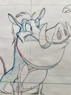 Dessin de production original de Pumbaa de Timon et Pumbaa du Roi Lion de Disney des années 1990