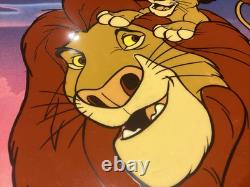 Disney 1995 LE ROI LION Simba et Mufasa Animation Cel Avec Fond Officiel