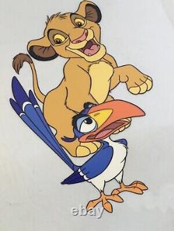 Disney Cel Le Roi Lion Édition d'Art d'Animation Rare Cellule Simba et Zazu