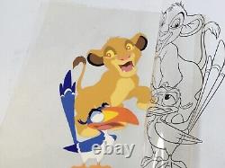 Disney Cel Le Roi Lion Édition d'Art d'Animation Rare Cellule Simba et Zazu