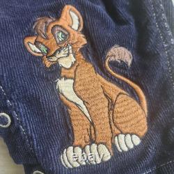Disney Le Roi Lion La Garde du Roi Simba Kovu Salopette bleue en velours côtelé bébé 6 mois vintage