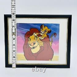 Disney Le Roi Lion Simba & Mufasa Animation Cel Avec Fond 1995 8 x 7.75