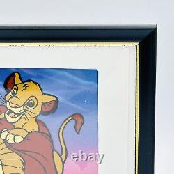 Disney Le Roi Lion Simba & Mufasa Animation Cel Avec Fond 1995 8 x 7.75