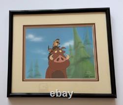 Disney Le Roi Lion – Timon et Pumbaa – Celluloïd original de production d’animation encadré avec certificat d’authenticité
