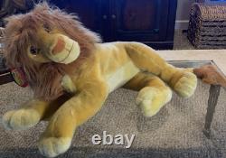 Disney Le Roi Lion VTG Jumbo Avec Étiquettes Simba Adulte Peluche Stuffed Mattel Crinière Épanouie