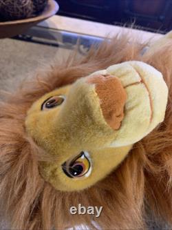 Disney Le Roi Lion VTG Jumbo Avec Étiquettes Simba Adulte Peluche Stuffed Mattel Crinière Épanouie