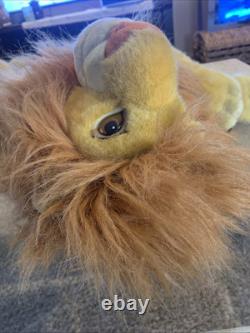 Disney Le Roi Lion VTG Jumbo Avec Étiquettes Simba Adulte Peluche Stuffed Mattel Crinière Épanouie