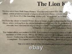 Disney Sericel Simba Le Roi Lion L'Événement de la Crinière Cel Encadré
