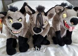 Disney Store Le Roi Lion – Lot de peluches estampillées des hyènes Shenzi, Banzai et Ed
