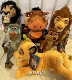 Disney Store Original Lion King Scar Mufasa Pumbaa Timon Rafiki Simba Plush Set