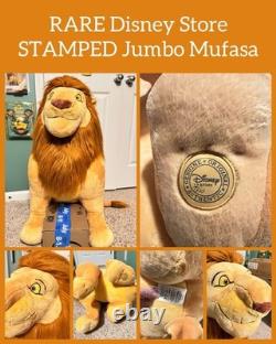 Disney Store Timbre Jumbo Mufasa Rare Peluche Le Roi Lion