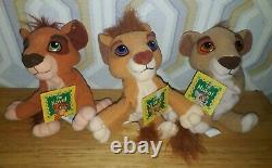 Disney The Lion King Simba's Pride Mattel 1998 Beanie Peluche Set Kovu/vitani/nuka