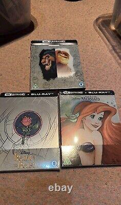 Disney's The Little Sirmaid, Lion King, Beauty & Beast 4k Steelbook Edition Uk