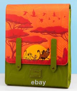 EXCLUSIF Loungefly Disney Le Roi Lion Simba Timon Pumbaa Sac à dos à rabat embossé NWT