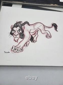 Embossed Disney The Lion King Scar Dessin / Sketch Avec Animation Couleur Signée