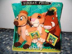 Ensemble La fierté de Simba du Roi Lion de Disney Timon, Pumbaa et Kiara Tout neuf Très rare