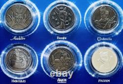 Ensemble complet de 24 pièces en argent de collection Walt Disney : La Reine des Neiges, Le Roi Lion et plus encore