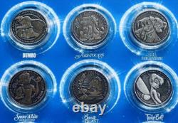 Ensemble complet de 24 pièces en argent de collection Walt Disney : La Reine des Neiges, Le Roi Lion et plus encore