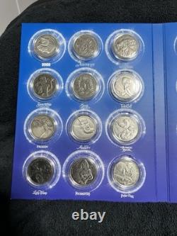 Ensemble complet de collection Walt Disney 24 pièces en argent - La Reine des Neiges, Le Roi Lion et plus encore