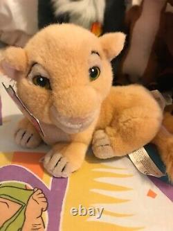 Ensemble de peluches Lion King 1994 Rare Disney Store avec étiquettes Simba Rafiki Timon Pumbaa