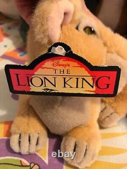 Ensemble de peluches Lion King 1994 Rare Disney Store avec étiquettes Simba Rafiki Timon Pumbaa