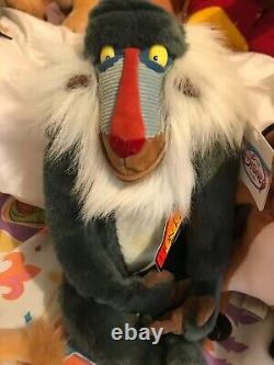 Ensemble de peluches Lion King 1994 Rare Disney Store avec étiquettes Simba Rafiki Timon Pumbaa