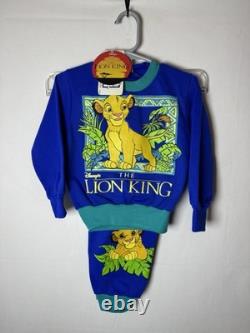 Ensemble de pyjama pour tout-petit Disney Le Roi Lion vintage des années 90, pantalon Simba 2T, pull 3T, neuf avec étiquettes.